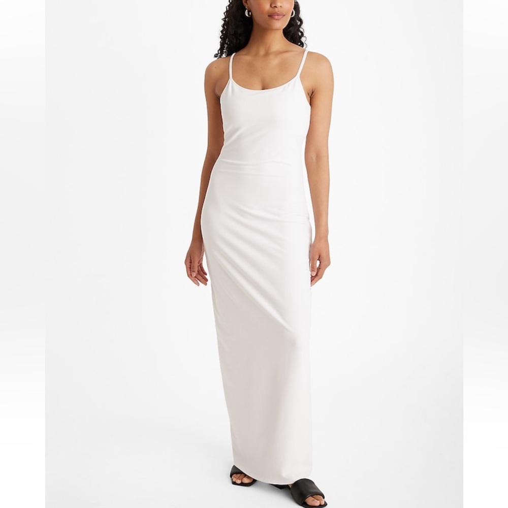 NWT Express Scoop Neck Sleeveless Maxi Bra Cami Dress White Size Medium